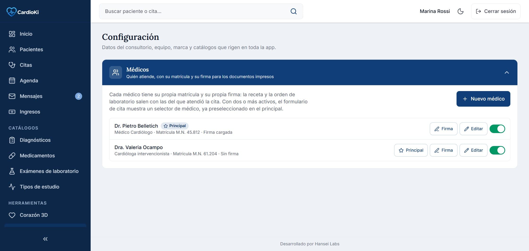 Pantalla de Equipo y accesos en la aplicación de CardioKi (2 de 2)